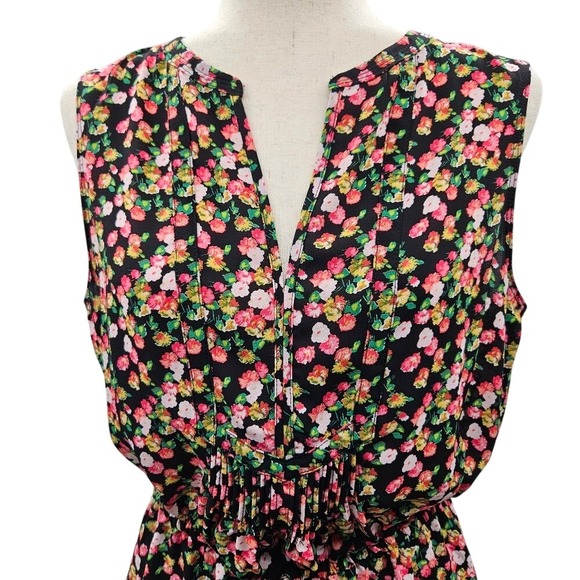 GAP Floral‎ Print Sleeveless Mini Dress Black Pink Yellow Casual - Picture 3 of 12